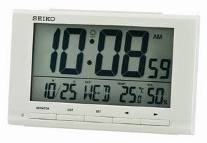 Seiko QHL090W Orologio Digitale Bianco • Display LCD • Termometro & Igrometro