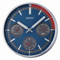 Seiko QXA822S Orologio da Parete Blu • Movimento Sweep Silenzioso • Termometro & Igrometro