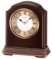 Seiko QXE018B Orologio da Tavolo Marrone • Cassa in Legno con Funzione Sveglia • Cifre Romane