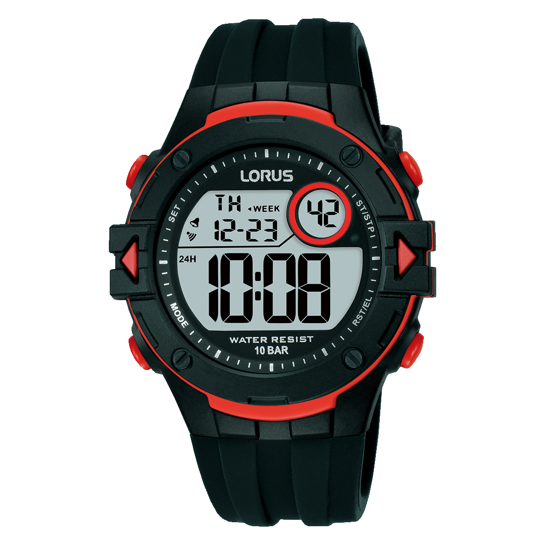 Lorus R2323PX9 Herrenuhr Digital 40mm Schwarz • 10 ATM Wasserschutz • 13 Funktionen