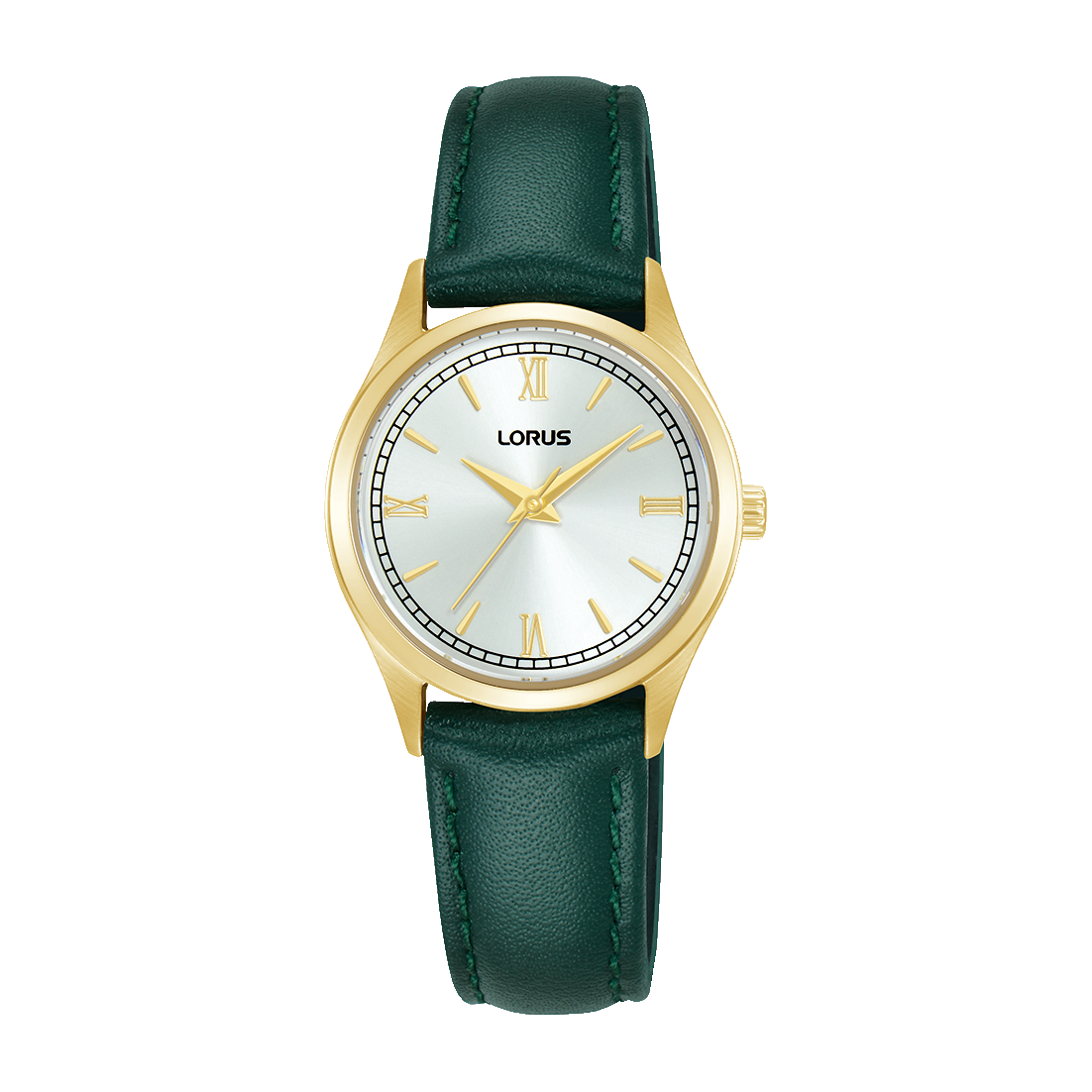 Lorus RG216YX9 Damenuhr Weiß • Mineralglas • Dunkelgrünes Lederarmband