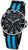 Regent F-1126 Kinderuhr Schwarz/Türkis • Mineralglas • Einseitig drehbare Lünette