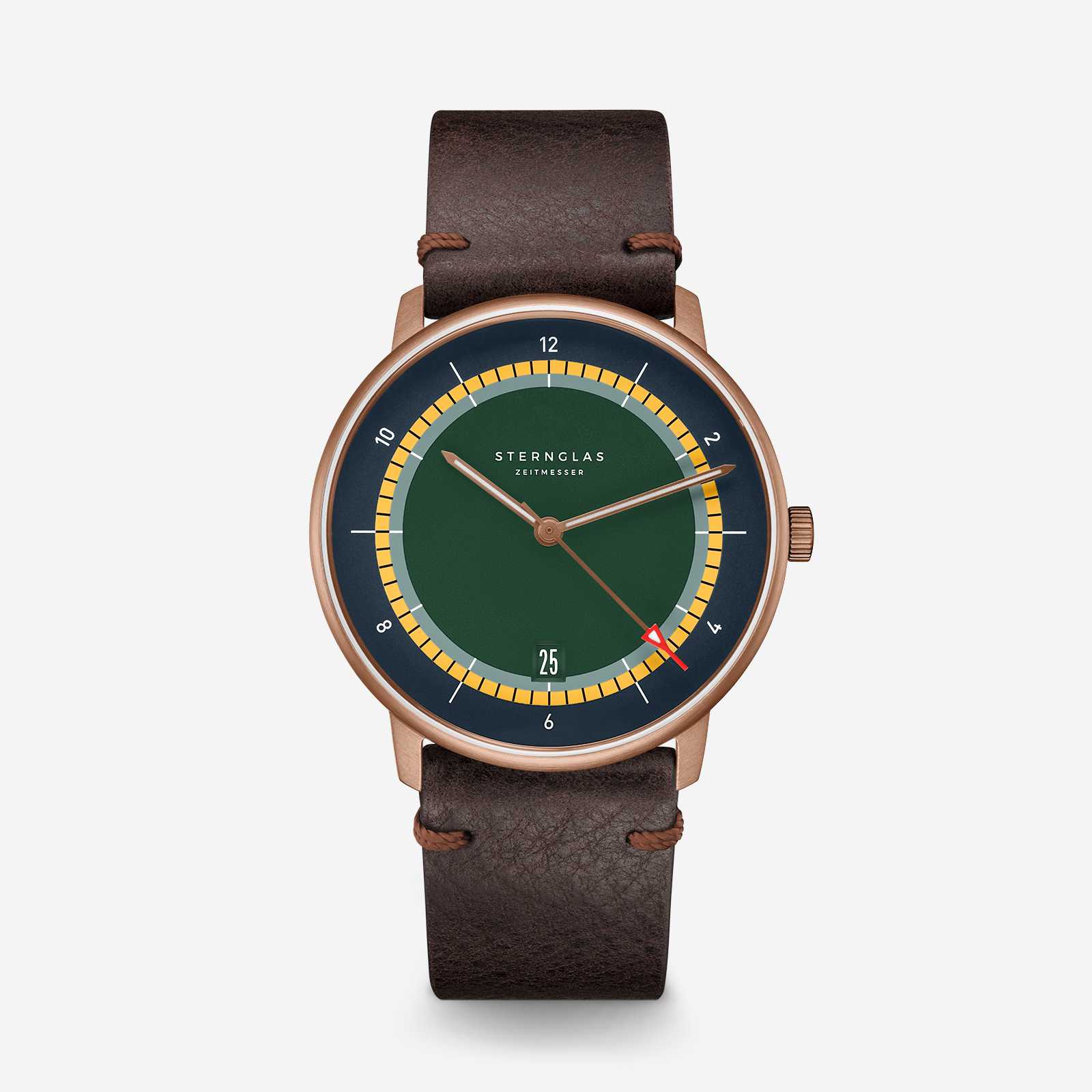 S01-NAX48-VI17 Naos Edition Argo Bronzo verde scuro-giallo bronzo vintage 20 mokka frontale grigio