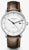 Orologio da uomo con cinturino in pelle marrone e quadrante bianco, cassa rotonda in acciaio