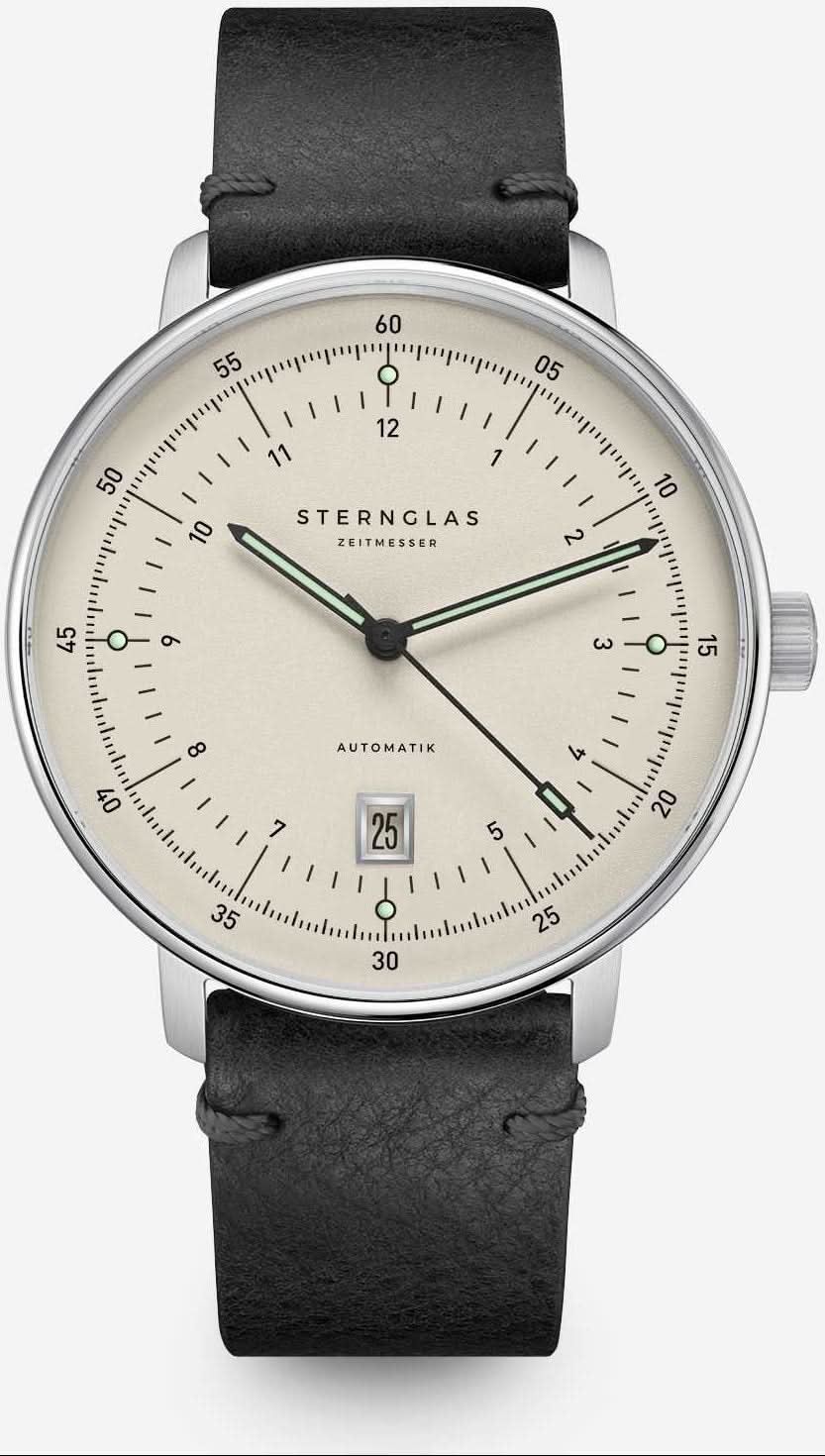 Alt text: S02-HP26-VI15 Hamburg Pro Automatic alabaster silver Vintage 20 nero frontale grigio