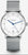 alt
Orologio Naos A bianco argento con cinturino Milanaise argento, vista frontale su sfondo grigio.