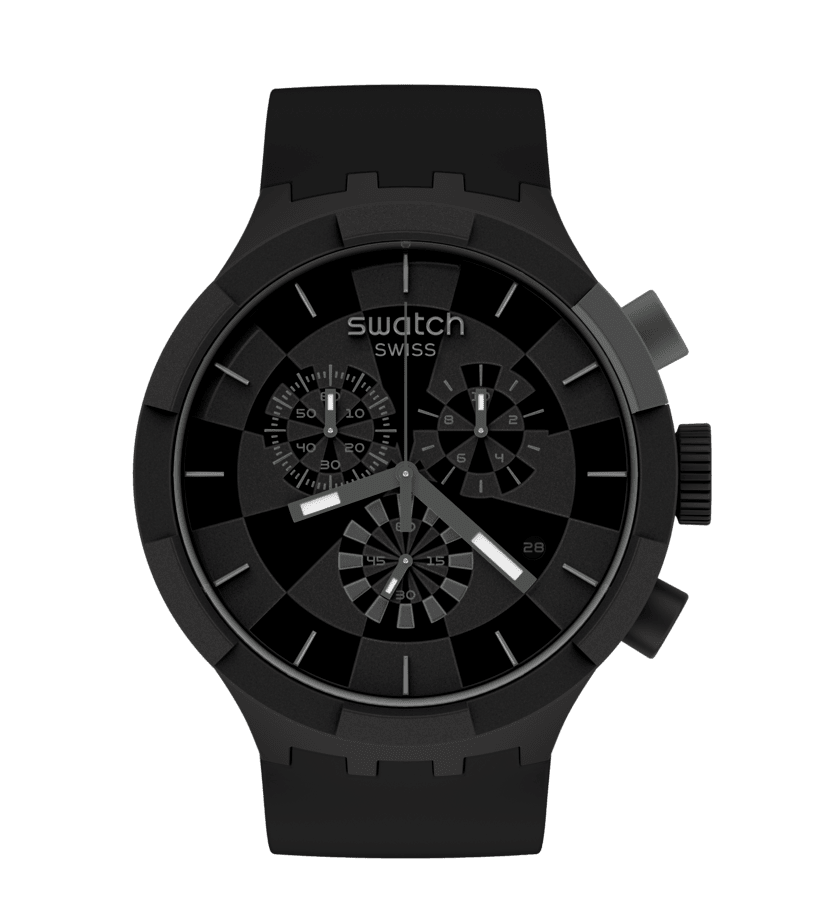 Swatch Big Bold SB02B400 Herrenuhr Schwarz • Kunststoffgehäuse mit Silikonarmband • Schweizer Qualität