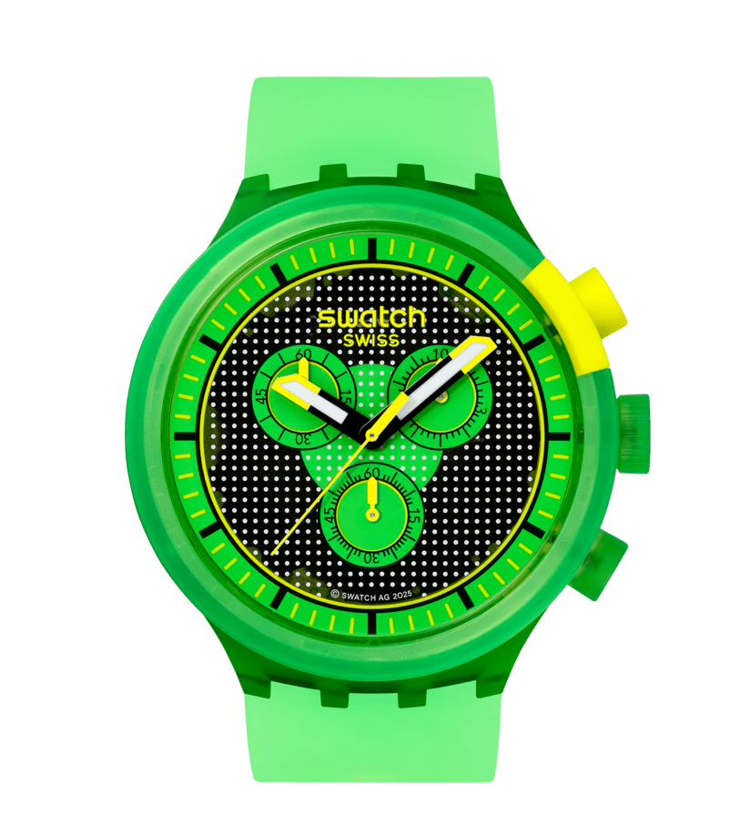 Swatch Big Bold SB02G100 Herren Armbanduhr Grün • Oversized Design • Quarzwerk