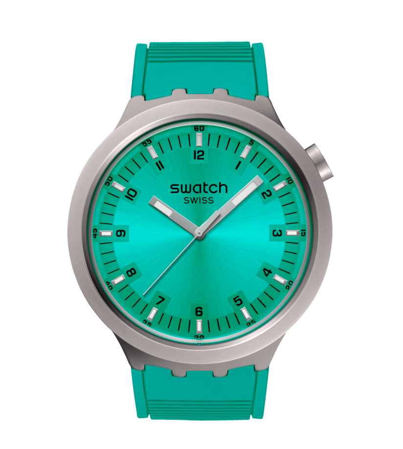 Swatch Big Bold Irony SB07S100 Armbanduhr Aqua Shimmer • Großes Gehäuse • Irony Kollektion