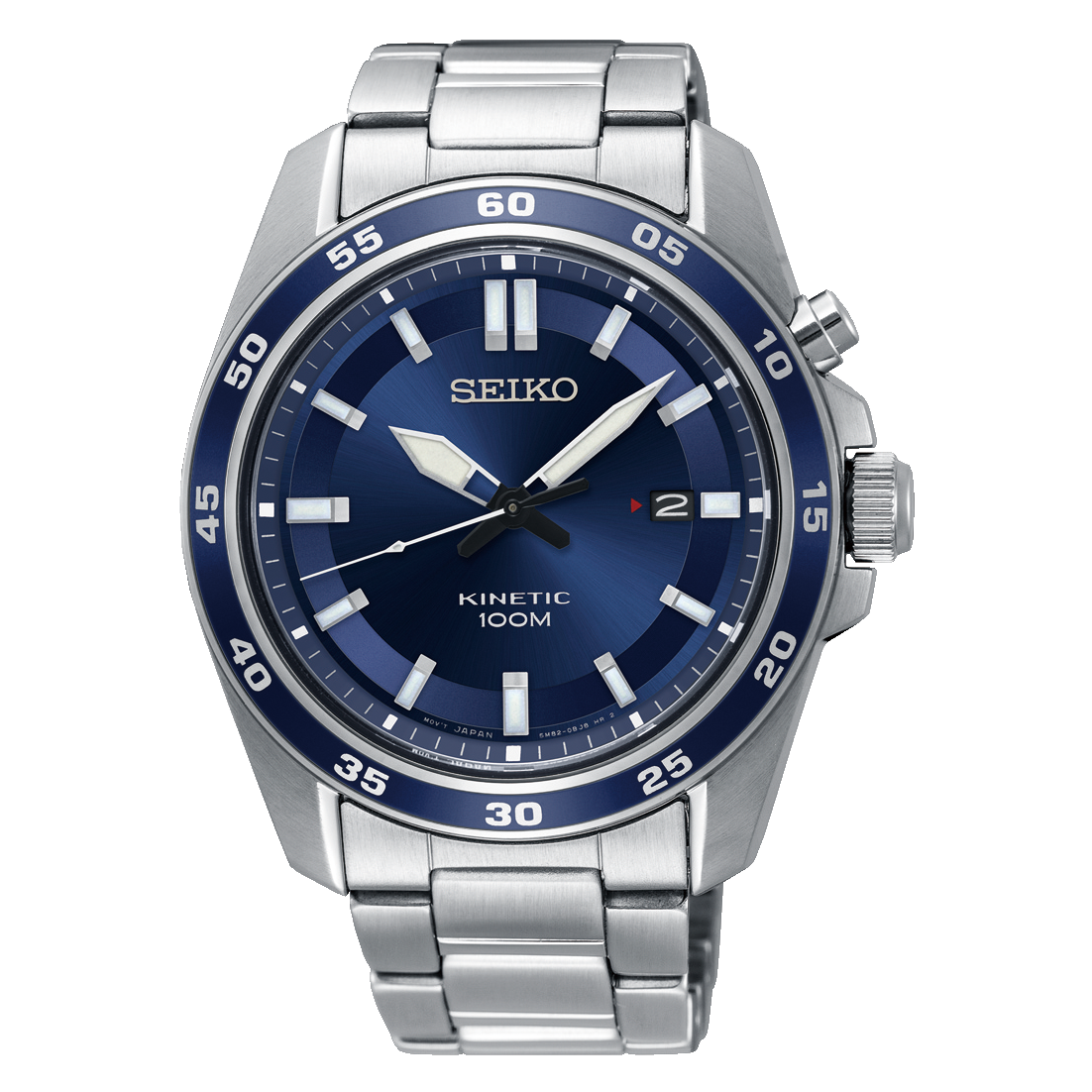 Orologio Seiko da uomo con quadrante blu e cinturino in pelle marrone