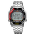 Orologio da uomo Seiko: cinturino in metallo, quadrante digitale nero, accenti rossi sulla lunetta