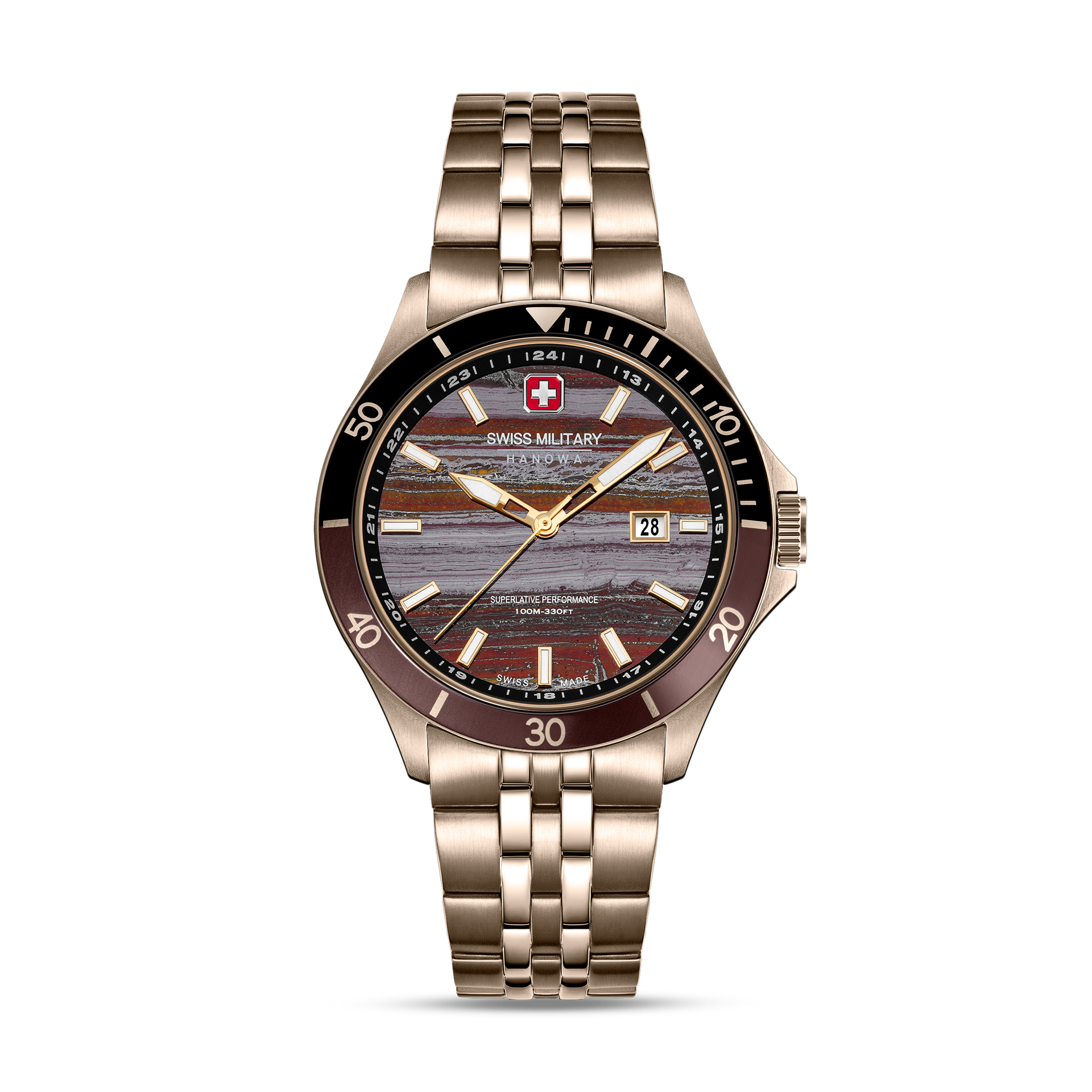 Swiss Military Hanowa Flagship Tiger Iron SMWGH0008310 Herrenuhr Beige • Saphirglas • Limitiert auf 500 Stück