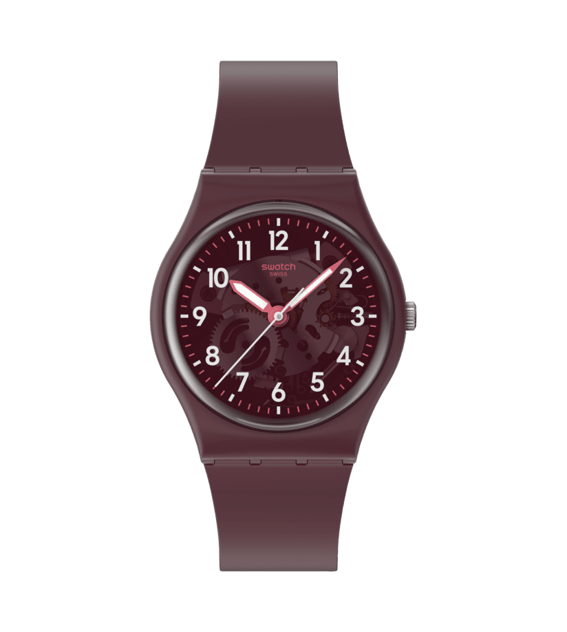 Swatch Originals Medium SO28R115 Thru The Crown Glass Damen Armbanduhr • Transparentes Zifferblatt • Leuchtzeiger