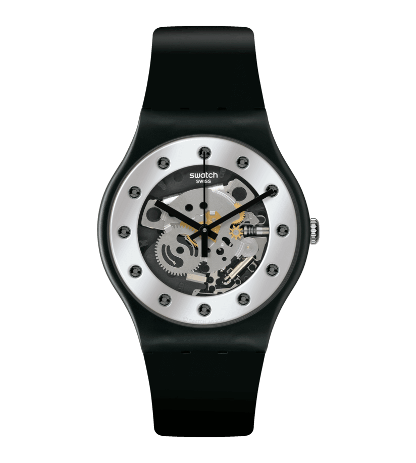 Swatch Originals Large SO29B109 Armbanduhr Schwarz • Biosourced-Gehäuse • Sichtfenster auf das Werk