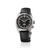 Seiko Prospex Herrenuhr Vorderansicht mit schwarzem Zifferblatt und schwarzem Lederarmband.