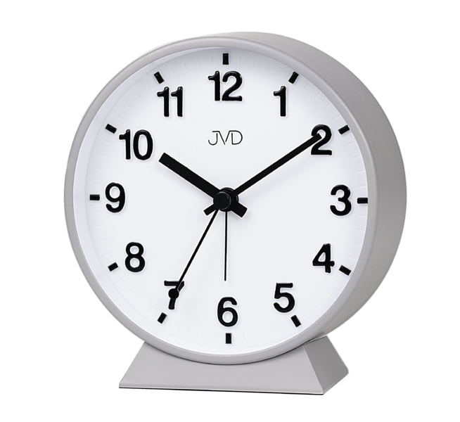 JVD Wecker mit rundem, weißem Zifferblatt und schwarzem Analog-Zeigerwerk