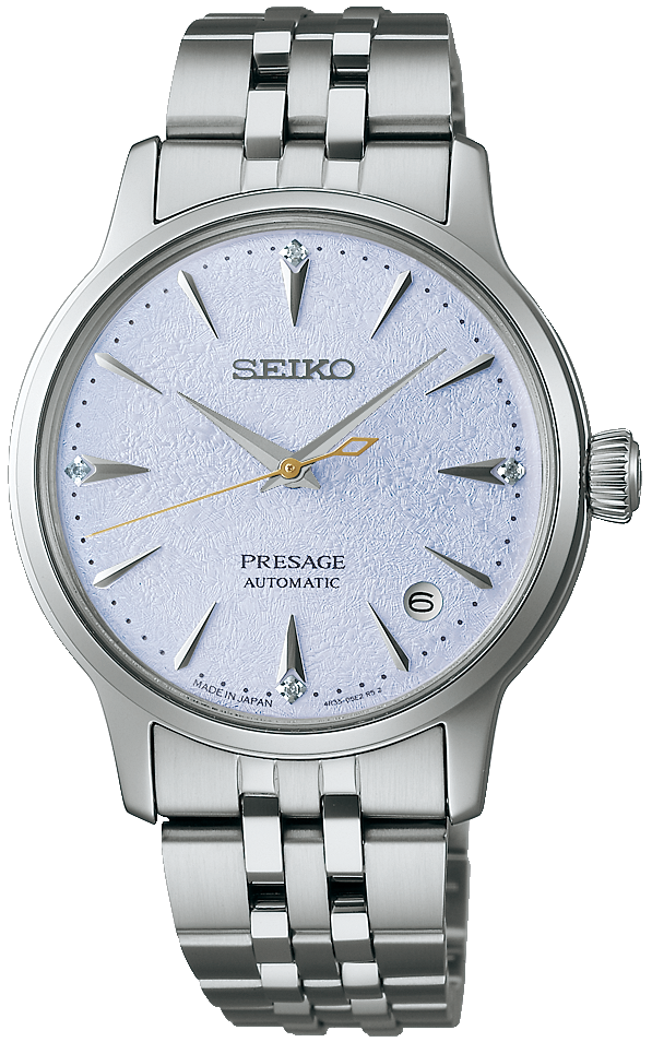 Orologio automatico con quadrante blu, cassa in acciaio inossidabile argentato e cinturino in metallo