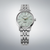 Orologio automatico con quadrante verde menta, cassa in argento e cinturino in acciaio inossidabile