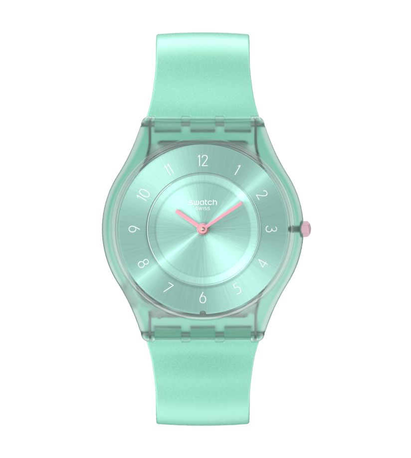 Swatch Skin SS08L100 Pastelicious Teal Damenuhr • Ultraflaches Design • Pastell-Stil