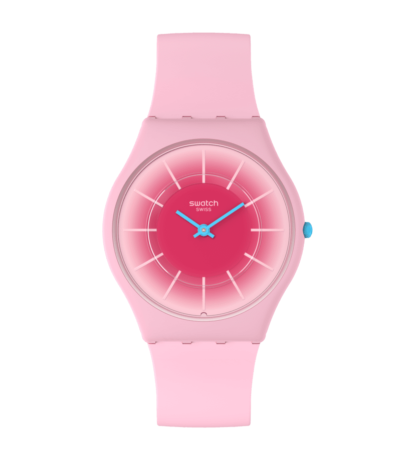Swatch Skin SS08P110 Radiantly Pink Damenuhr Rosa • Ultra-Slim • Farbverlauf-Zifferblatt