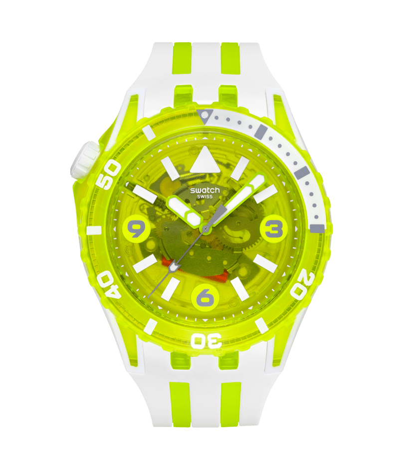 Swatch Scubaqua SSCU09J100 Herrenuhr Gelb • Bioceramic-Gehäuse • Leuchtzeiger mit Taucherdesign