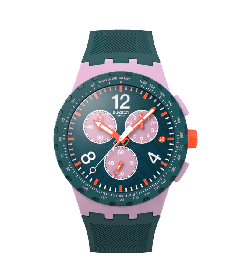Swatch New Chrono Plastic SUSP400 Herrenuhr Rosé • Chronograph • Kunststoffgehäuse