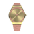 Swatch Irony SYXG114 Damenuhr Rosa • Goldfarben-PVD-Edelstahlgehäuse • Geprägtes Lederarmband