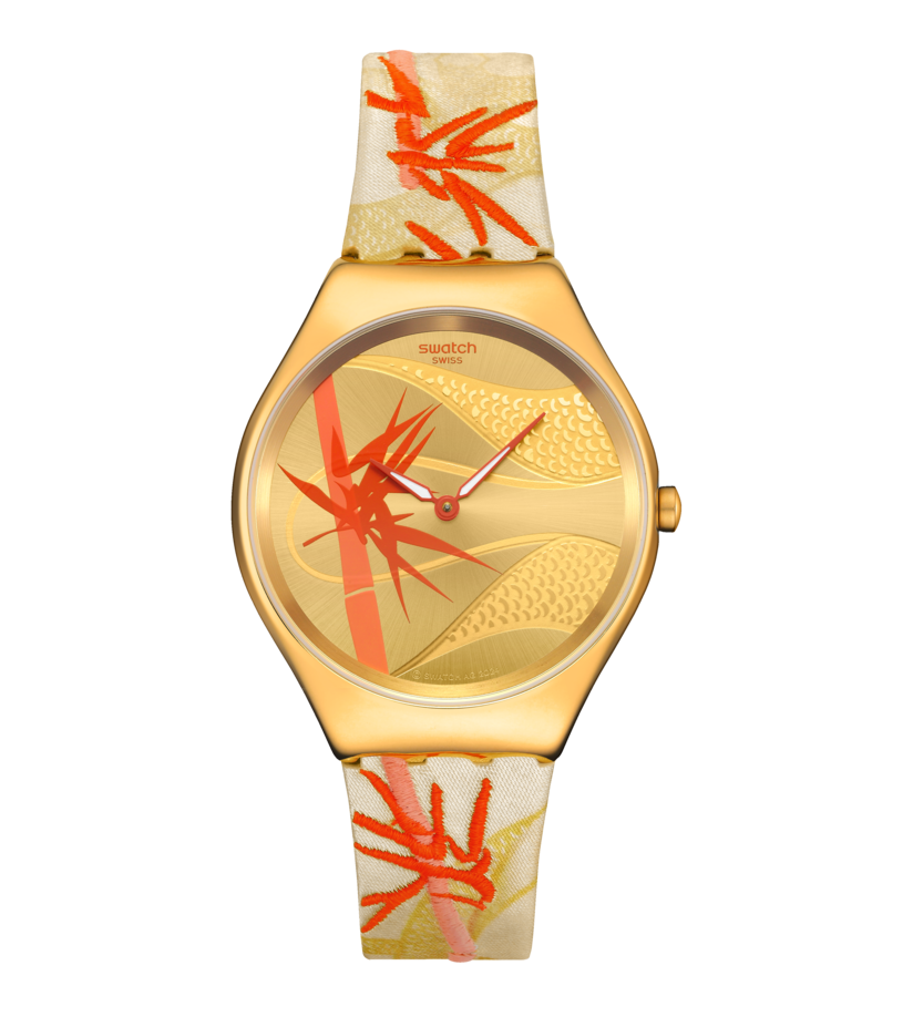 Swatch Skin Irony SYXZ105 Armbanduhr Goldfarben • Hauchdünnes Quarzwerk • Leuchtzeigerwerk