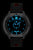 Orologio da uomo con quadrante blu luminoso, cinturino in pelle nera e cassa in acciaio inossidabile