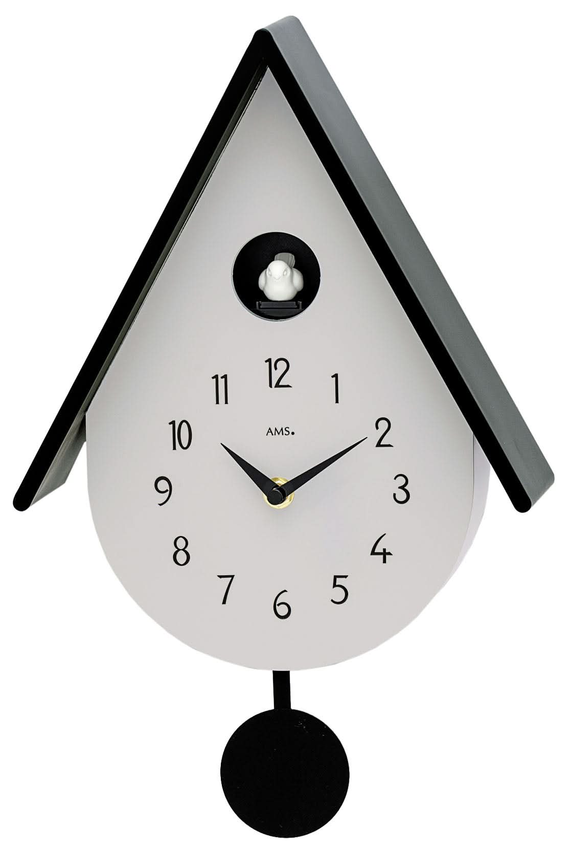 AMS Orologio da parete in plastica • Moderno richiamo del cuculo • Preciso movimento al quarzo