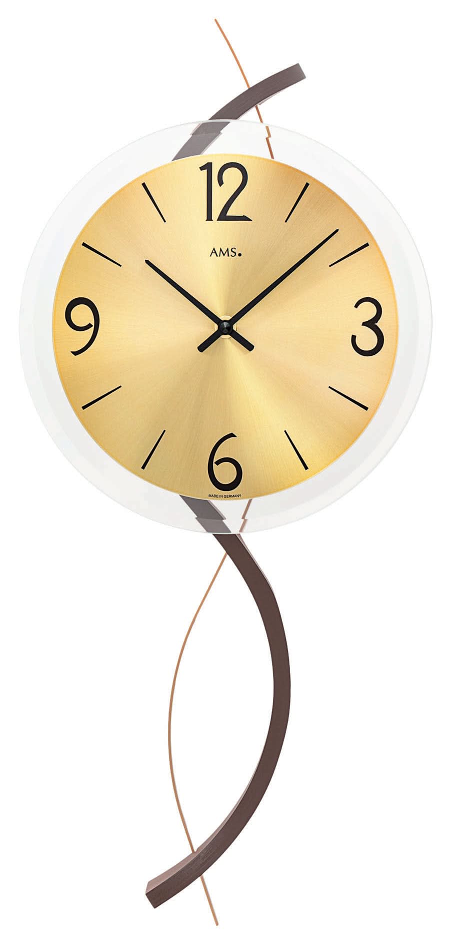 Orologio da parete AMS 26x26x5 cm Legno • Radiocontrollato • Cassa in vero legno
