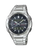 Orologio da uomo Casio con cinturino in metallo argentato, quadrante nero e datario