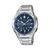 Orologio da uomo con quadrante blu, bracciale in acciaio inossidabile argentato e datario a vista