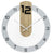 Orologio da parete con quadrante rotondo, indicatori grigi ed elemento in legno naturale
