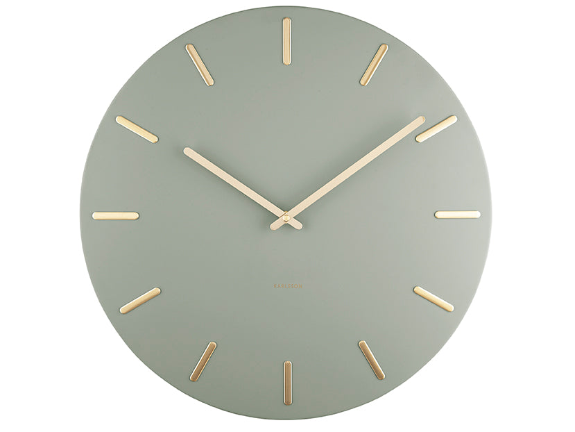 Karlsson Charm KA5716DG Wanduhr Dschungelgrün • Offenes Zifferblatt • Goldene Details
