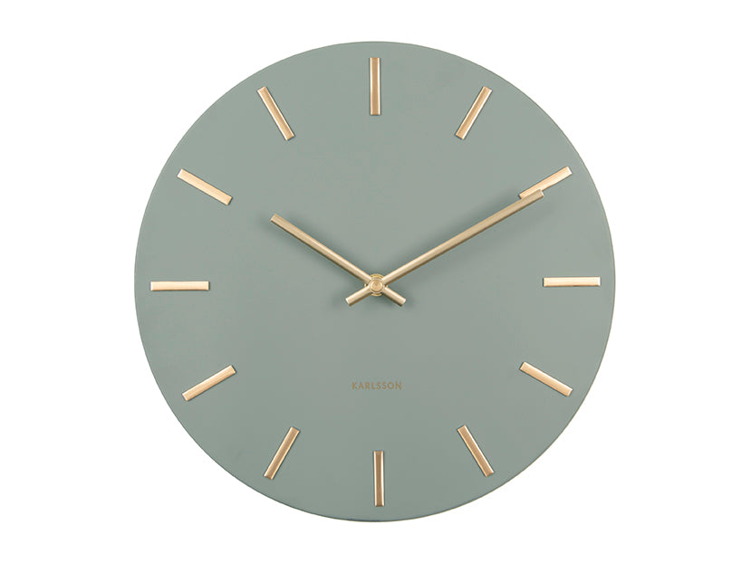 Karlsson Charm Small KA5821DG Wanduhr Dschungelgrün • Goldene Details • Offenes Zifferblatt