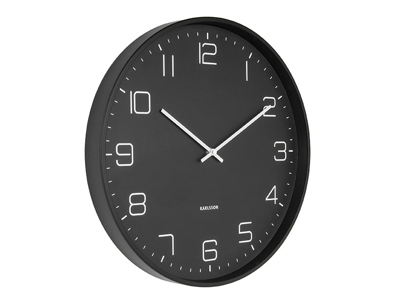 Karlsson Lofty KA5751BK Wanduhr Schwarz • Geräuschloses Sweep-Uhrwerk • Modernes Eisendesign