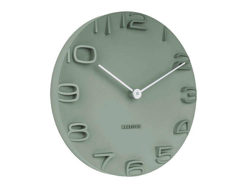 Karlsson On The Edge KA5311GR Wanduhr Dschungelgrün • Geräuschloses Quarzwerk • Chromfarbene Zeiger