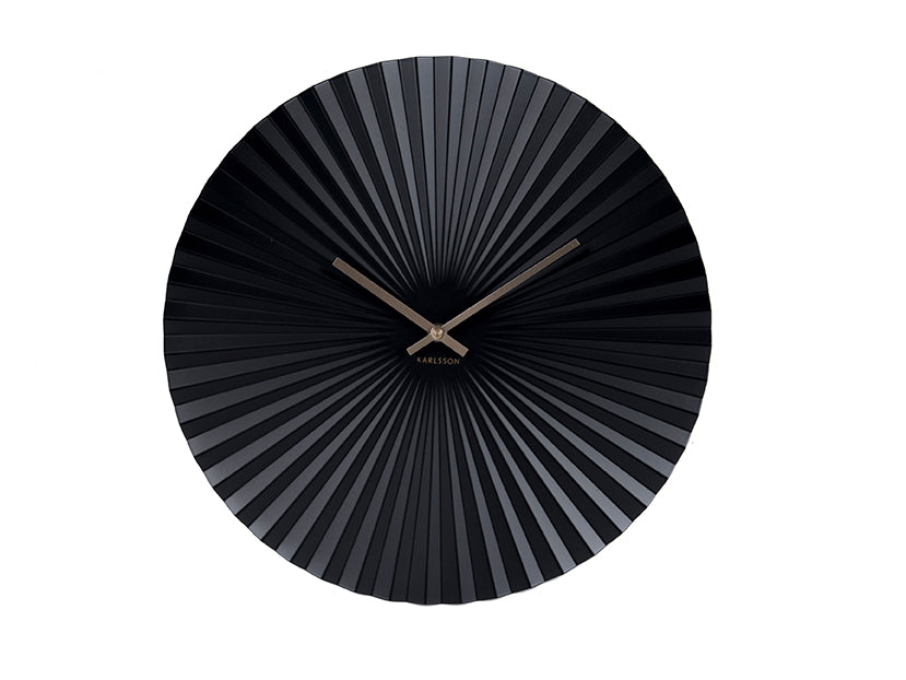 Karlsson Sensu KA5657BK Wanduhr Schwarz • Modernes Fächer-Design • Offenes Zifferblatt