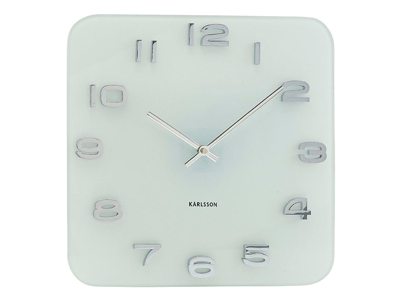 Karlsson Vintage Squared KA4399 Wanduhr Weiß • Glasgehäuse • Retro-Design von BOX32