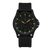 Orologio sportivo con quadrante nero, indici luminescenti verdi e cinturino in caucciù nero