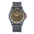 Orologio sportivo con quadrante beige, cassa nera e cinturino in gomma, datario