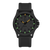Orologio da uomo con cassa nera, indici luminescenti verde scuro e cinturino in caucciù nero