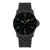 Orologio da uomo con quadrante nero, cinturino nero e indicatore luminoso verde