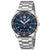 Herrenarmbanduhr mit Edelstahlarmband und blauem Zifferblatt, Chronographen-Design