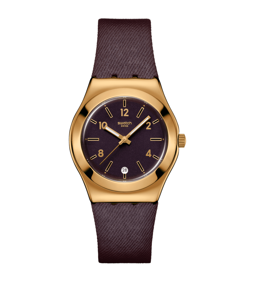 Swatch Irony Medium YLG413 Armbanduhr Burgund • Edelstahlgehäuse • Irony Medium Kollektion