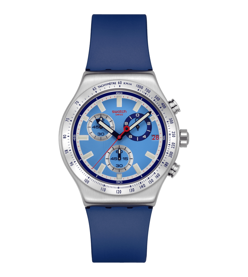 Swatch Irony YVS541 Armbanduhr Sky Reflective • Chrono-Funktion • Leichtes Aluminium-Gehäuse