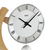 Orologio da tavolo con cornice rotonda in legno di faggio, quadrante bianco, numeri romani e pendolo