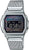 Orologio digitale da uomo con cinturino in maglia argentata e display LCD rettangolare