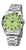 Orologio da uomo in argento con quadrante rotondo verde lime e cinturino in metallo, datario a ore 3
